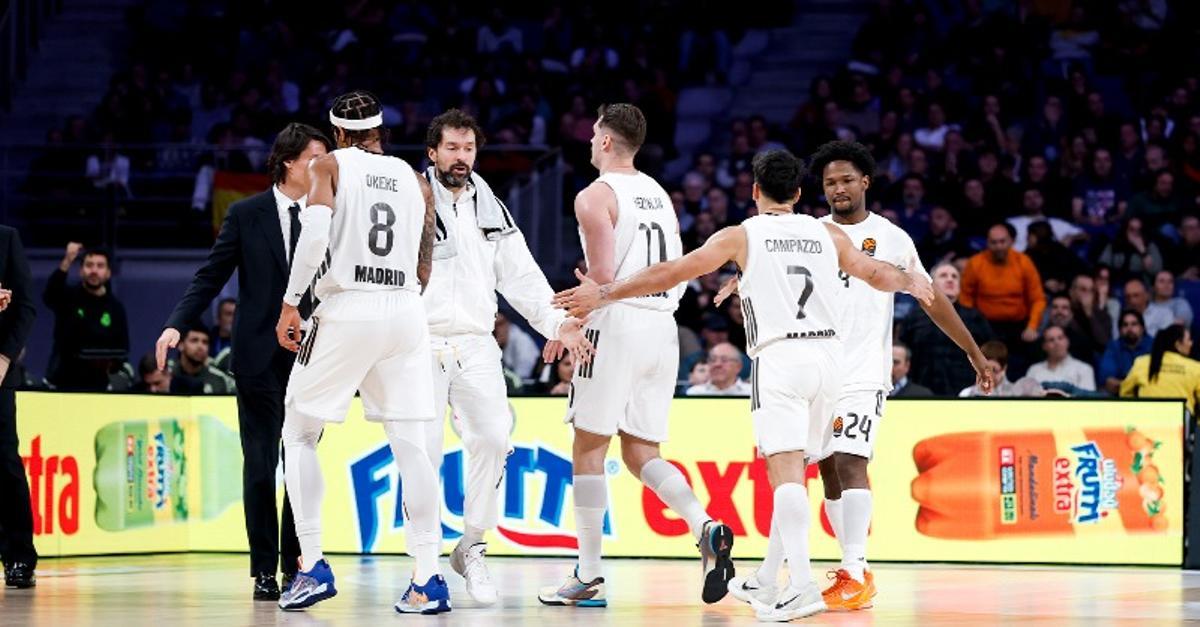 El Madrid celebra un punto en la Euroliga