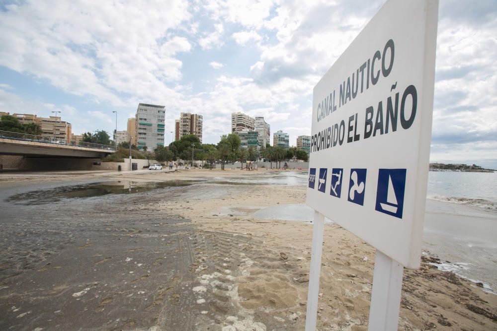 Daños en la playa de la Albufereta