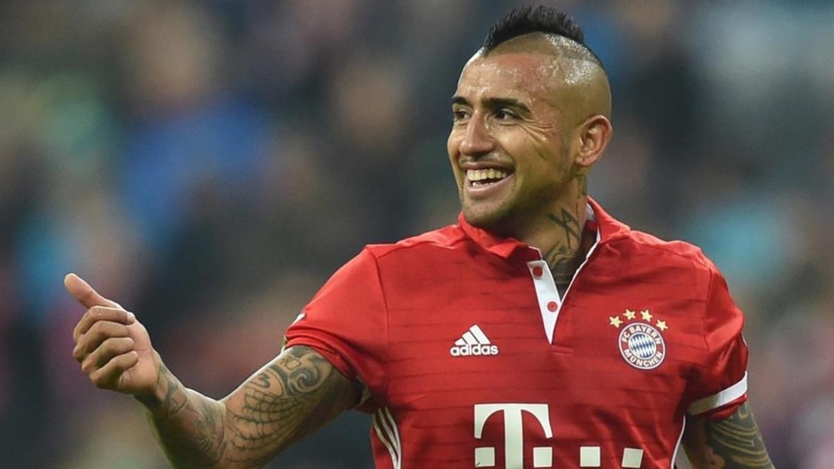 Arturo Vidal celebra su gol, este sábado en Múnich.