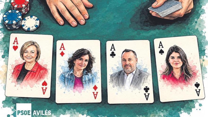 Tres ases y un comodín para elegir al candidato del PSOE en Avilés: análisis de los últimos movimientos dentro del partido