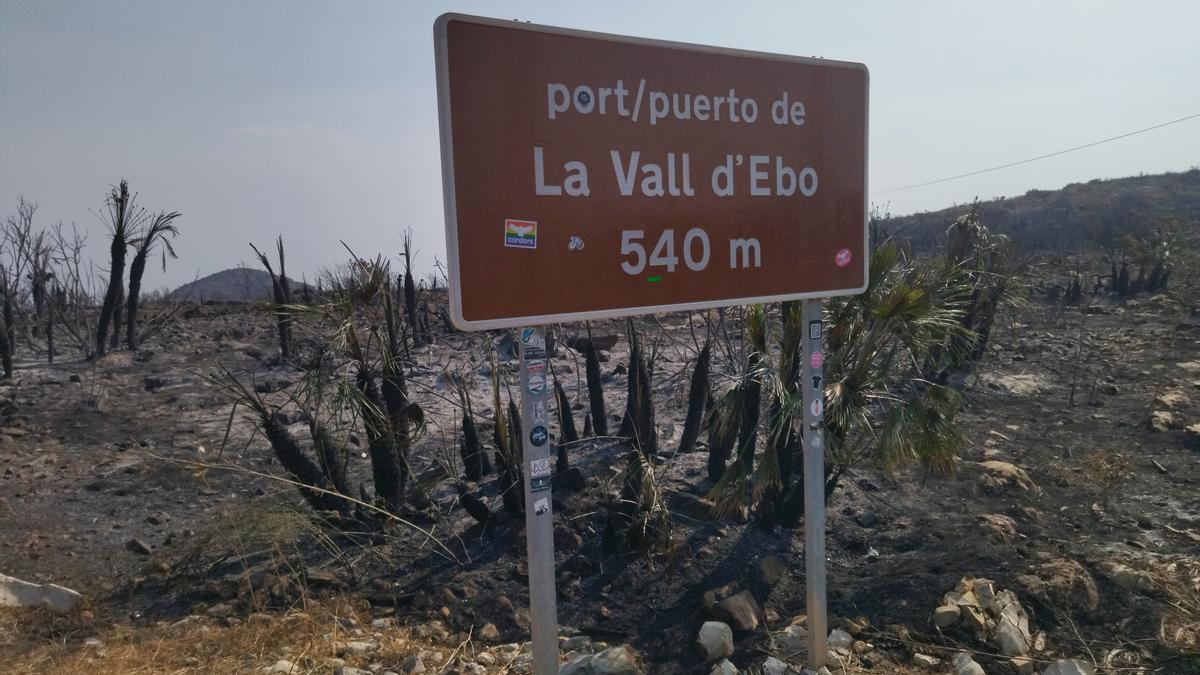 La montaña calcinada tras el brutal incendio que comenzó por un rayo en la Vall d'Ebo