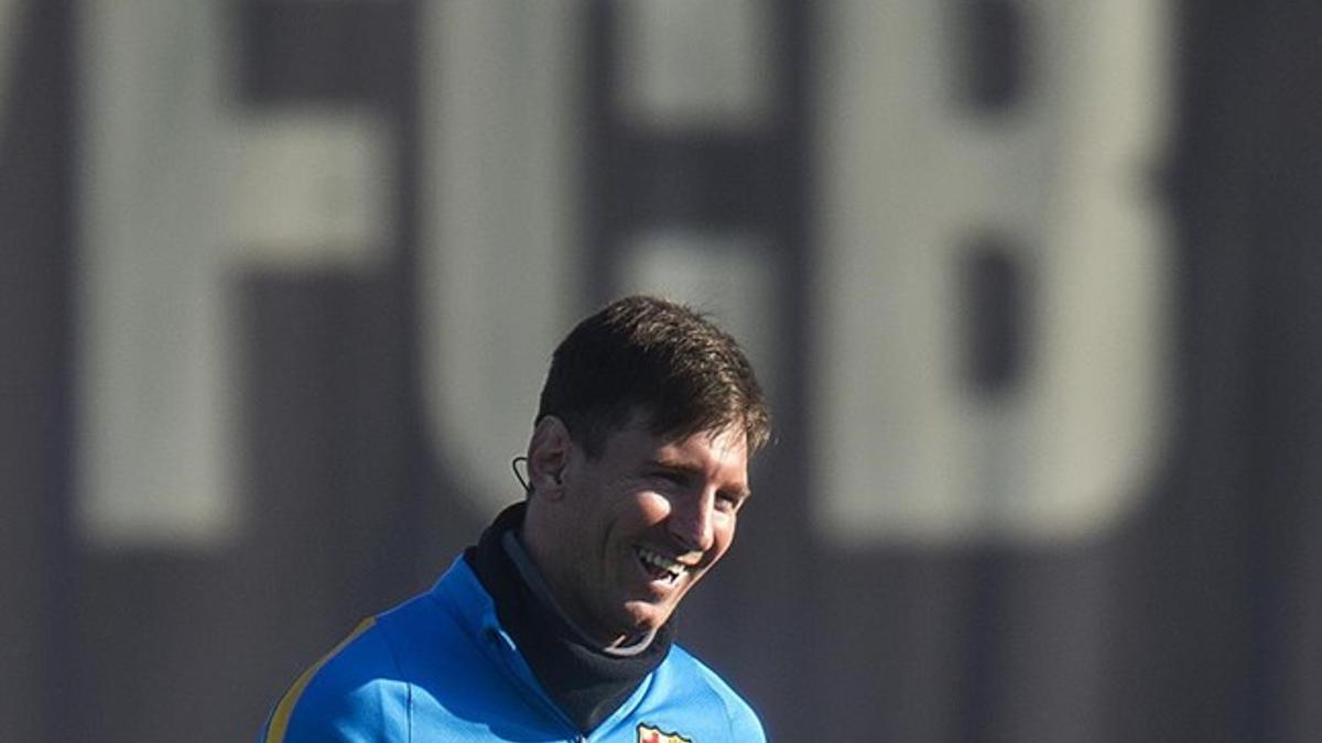 Messi, en el último entrenamiento antes de recibir al Betis en la despedida del 2015.