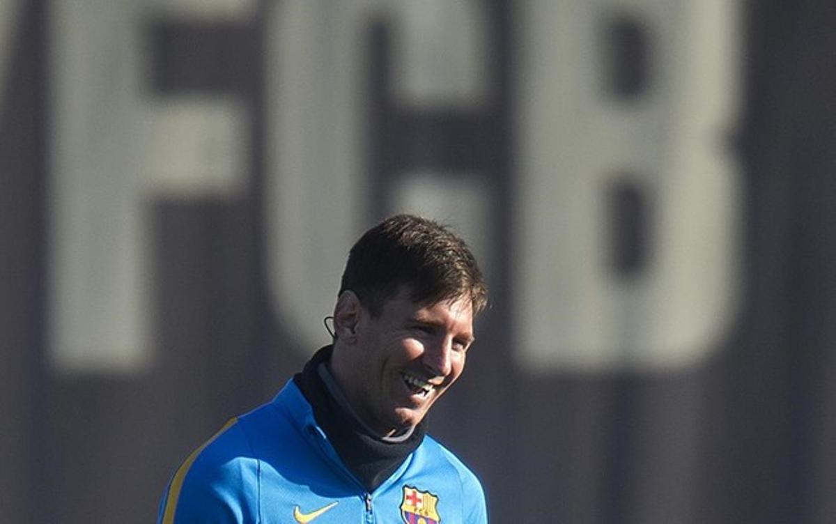 Messi, en l’últim entrenament abans de rebre al Betis en el comiat del 2015.