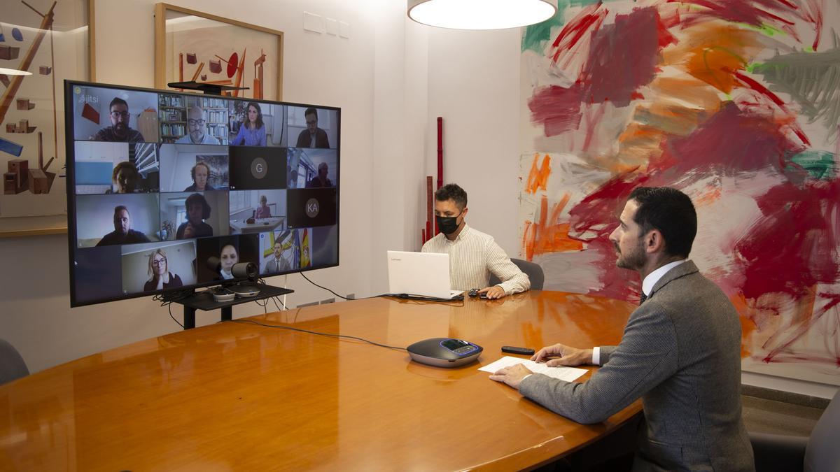 Bielsa durante la videoconferencia