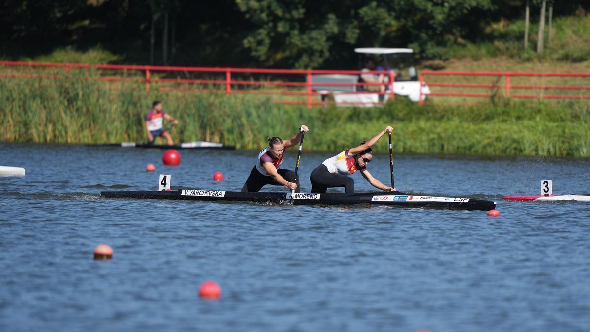 Viktoria Yarchevska y Ángeles Moreno, este miércoles en el Mundial de Poznan