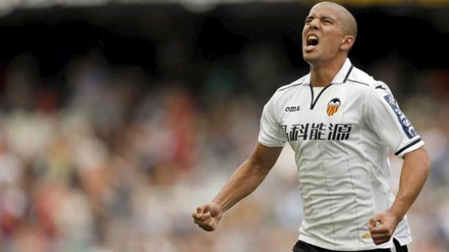 Feghouli celebra su gol ante el Zaragoza.