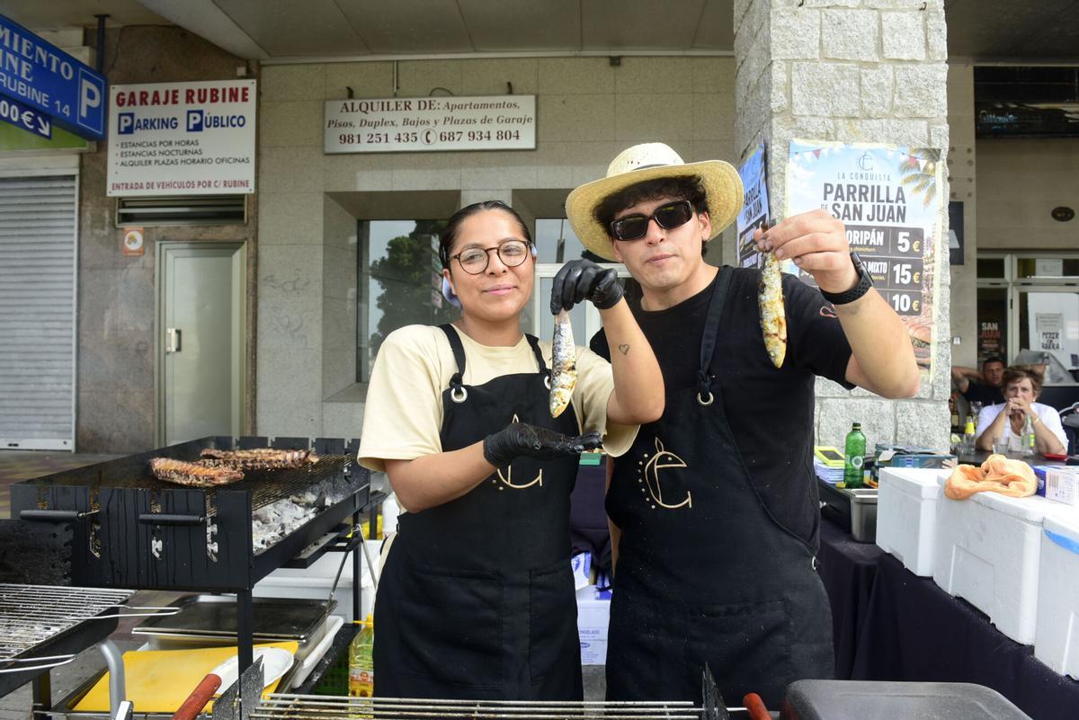 Cirley y Gian de la cafetería Nssau con sardinas en San Juan