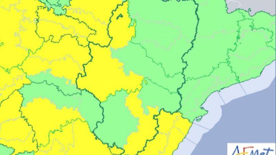 Alerta amarilla por lluvias y tormentas en Cinco Villas, Maestrazgo e Ibérica