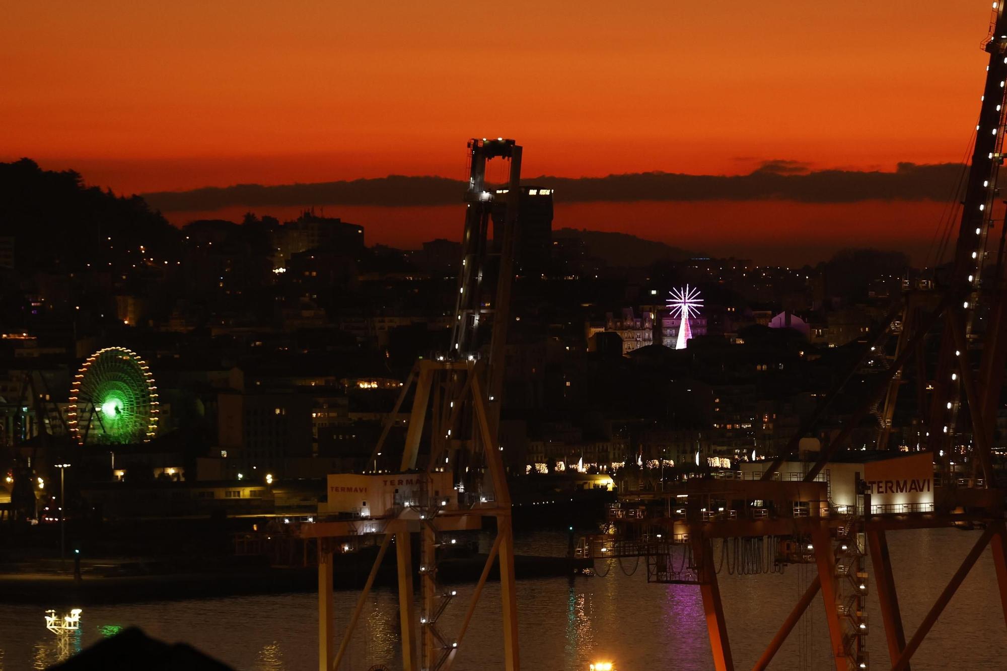 Un espectáculo de luz natural como escenario de la Navidad de Vigo