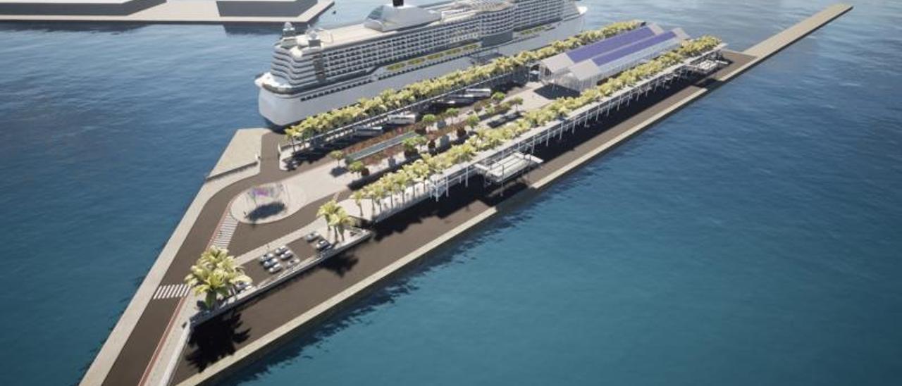 Recreación de la futura terminal de cruceros del Puerto de Las Palmas, en el muelle Santa Catalina.