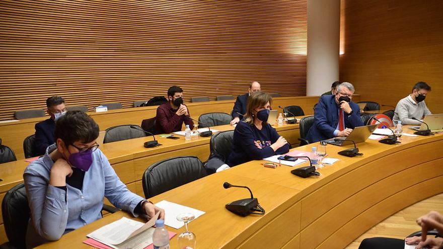 Pilar Lima, a la izquierda, durante la comisión de Sanidad de hoy.