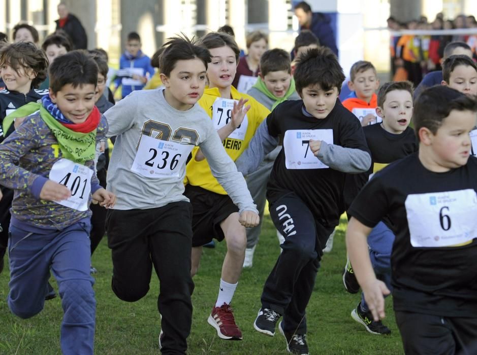 Las niñas y niños participantes, durante la carrera.