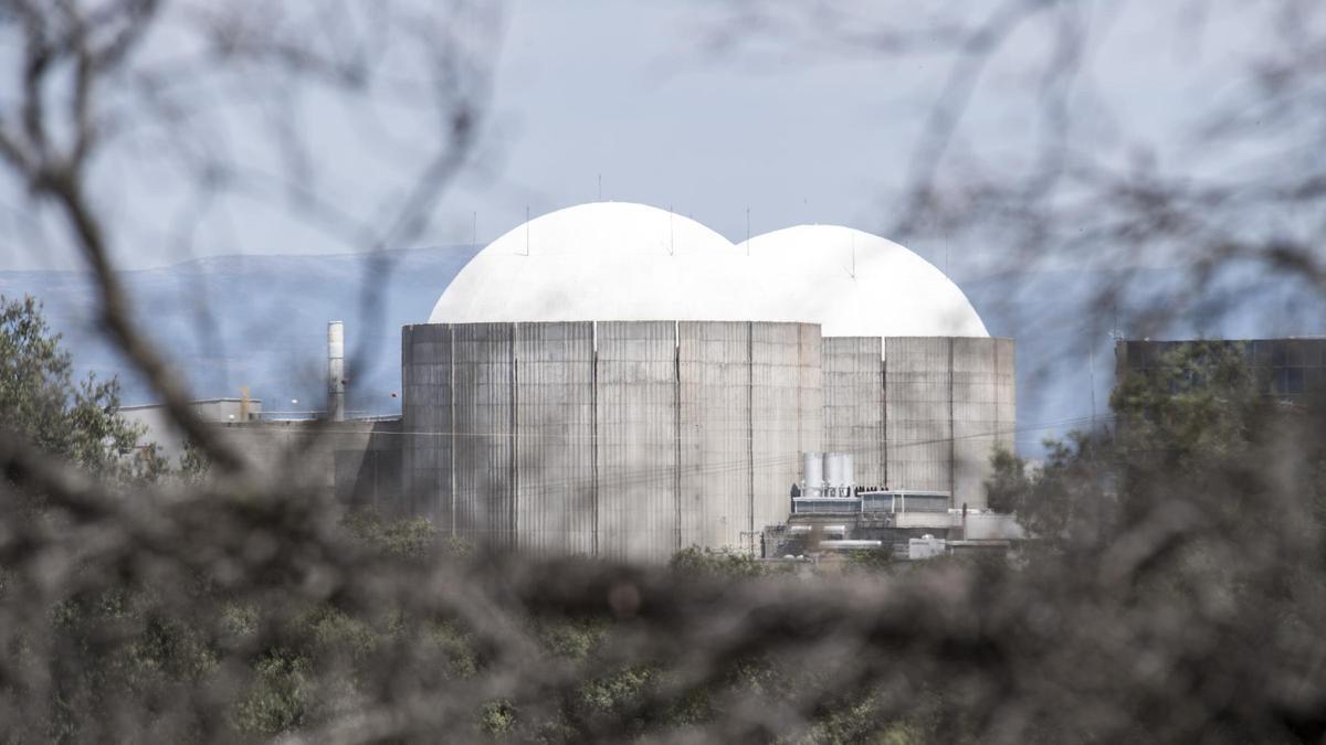 Vista de los edificios de contención de los dos reactores de la Central Nuclear de Almaraz.