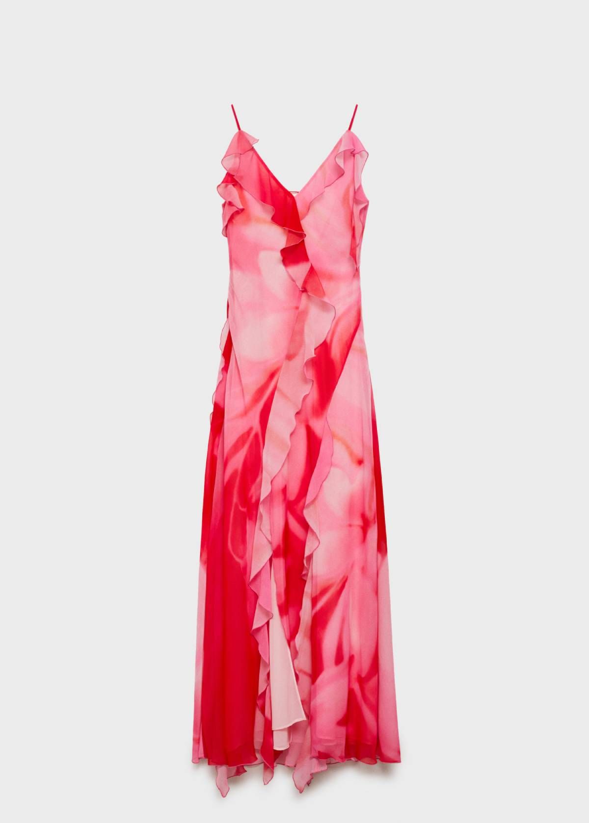 Vestido abertura volantes de Mango