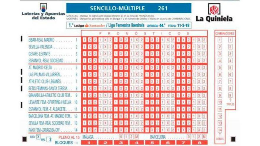 Quiniela jornada 18 2023