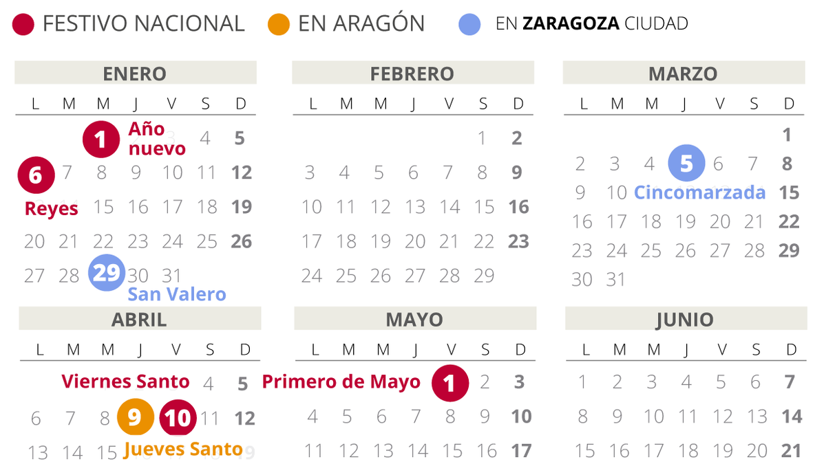 Calendario laboral Zaragoza 2020