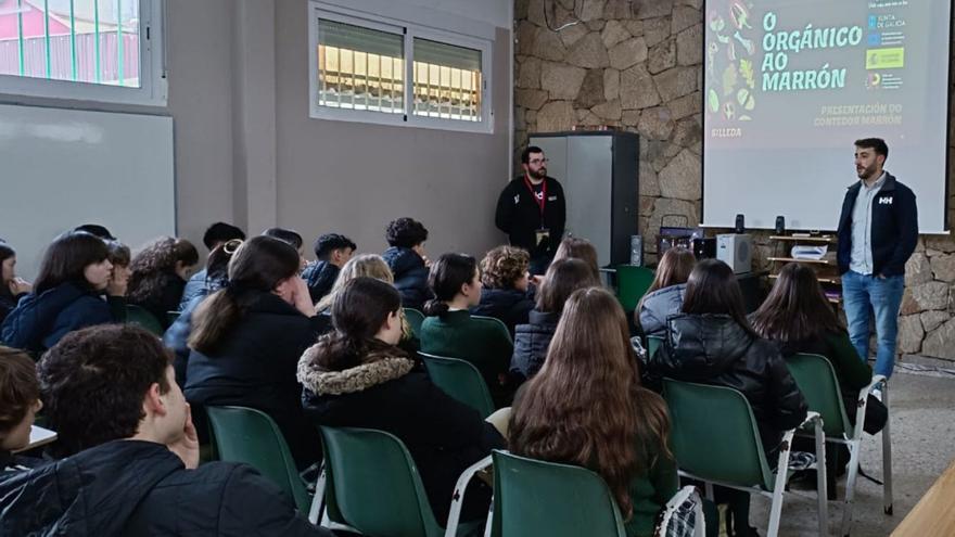 Silleda explica a los escolares el uso del contenedor marrón