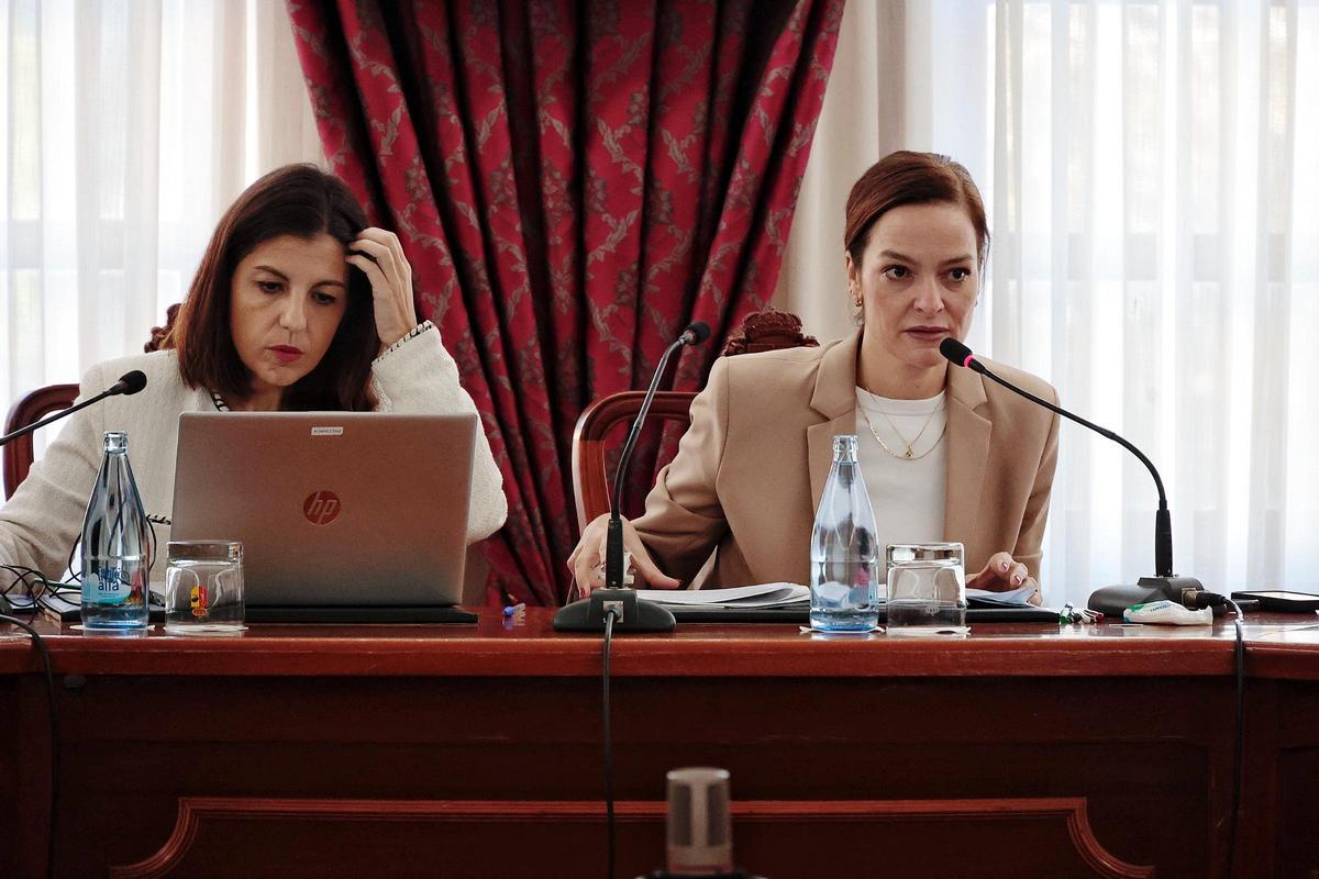 La alcaldesa, Fátima Lemes, a la derecha durante un pleno del Ayuntamiento de Arona.