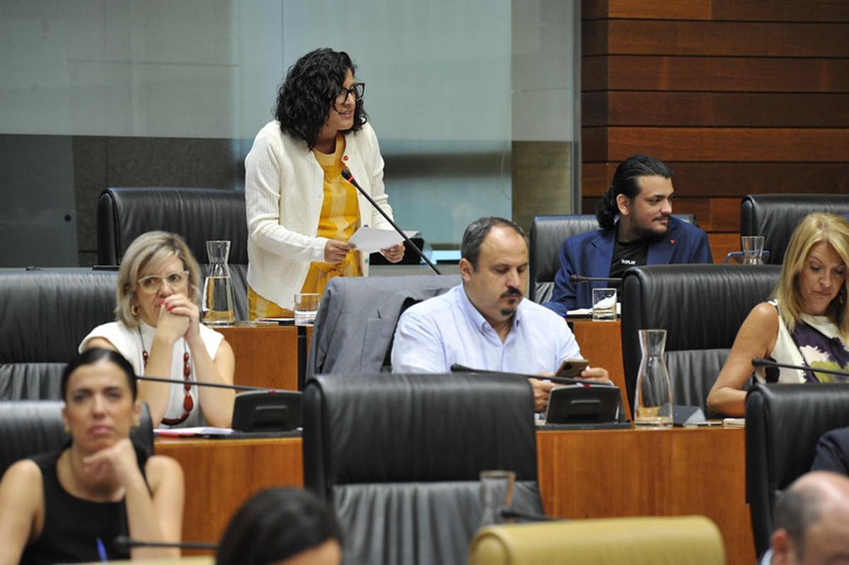 La diputada de Unidas por Extremadura Alba Soto interviene en la sesión de control.