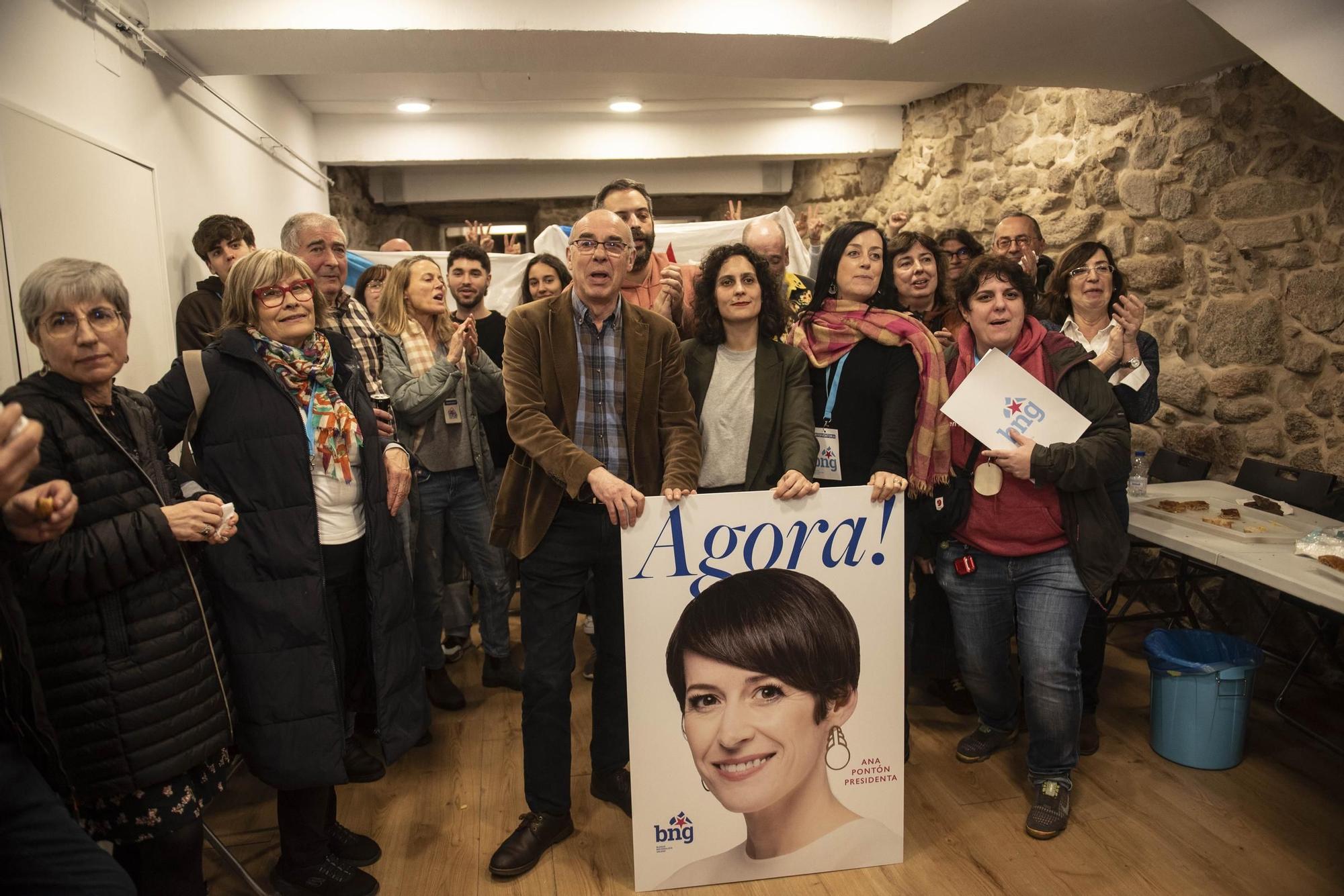 Elecciones en Galicia | El BNG en su sede en A Coruña tras conocer el resultado electoral