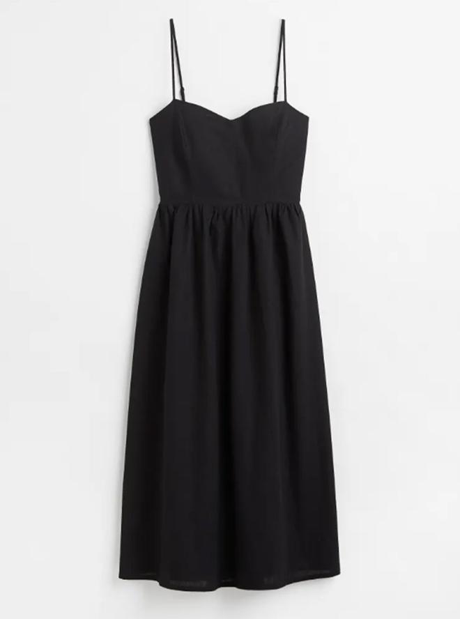 Vestido negro de lino de H&amp;M