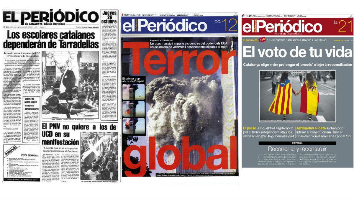 Portadas del 26 de octubre de 1978, 12 de septiembre de 2001 y 21 de diciembre de 2017