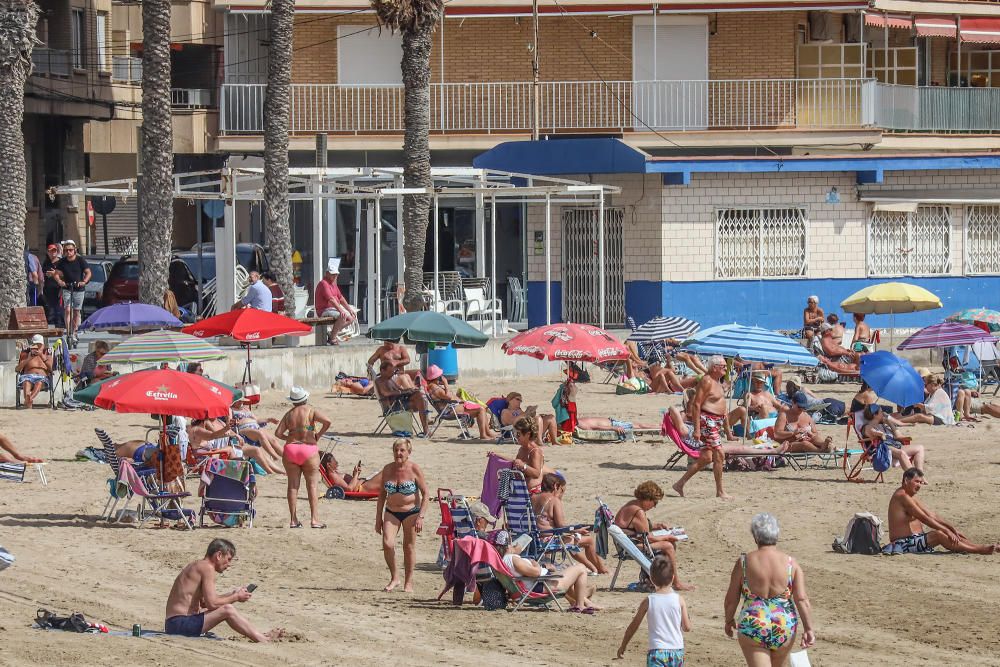 Imágenes de Torrevieja de este viernes 13 de marzo con terrazas y paseos llenos y playas animadas