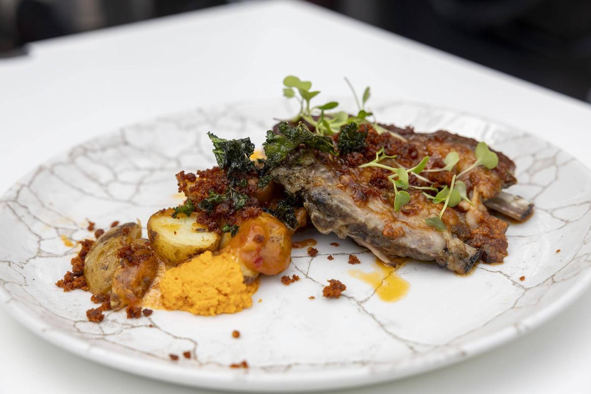 El plato ganador de Sa Tanqueta de Randa, que incorpora la sobrasada en tres texturas diferentes.
