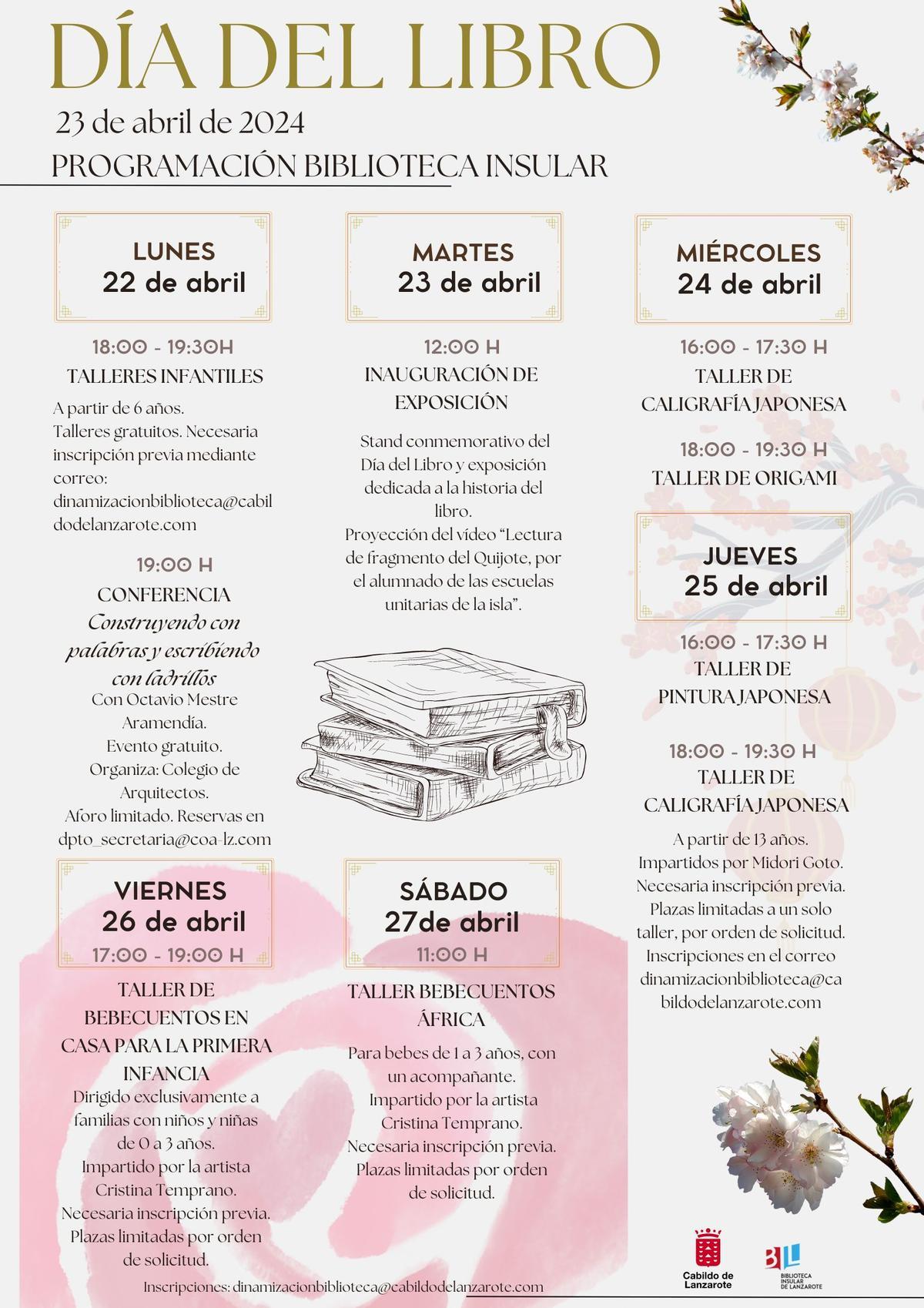 Cartel de actividades del Día del Libro