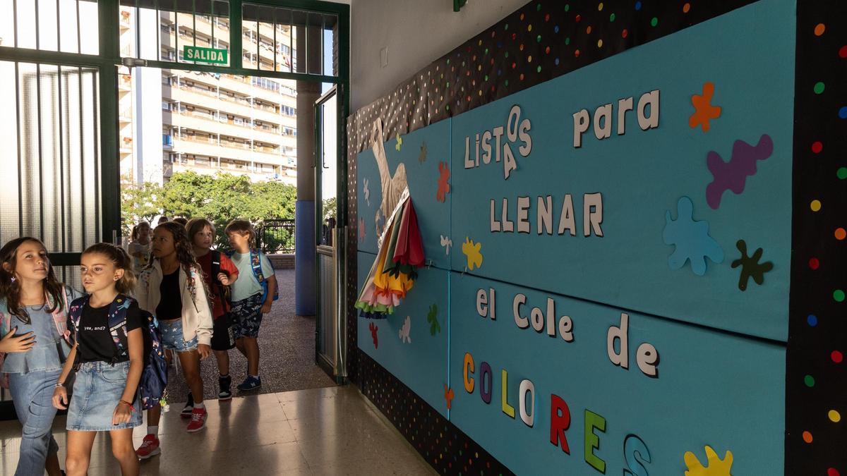 Primer día de cole en un centro.