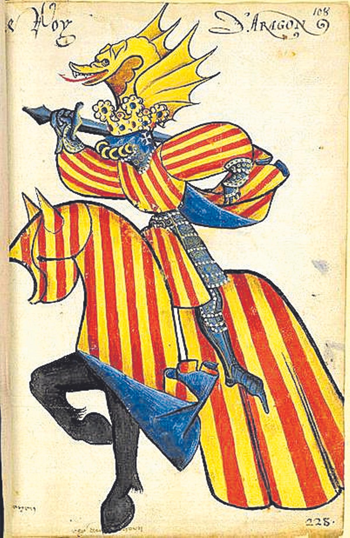 Representación de Alfonso V en el Armorial ecuestre del Toison d'or.