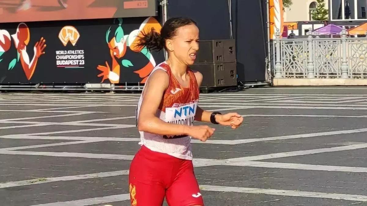 Fátima Ouhaddou, en la maratón del Mundial del 2023.