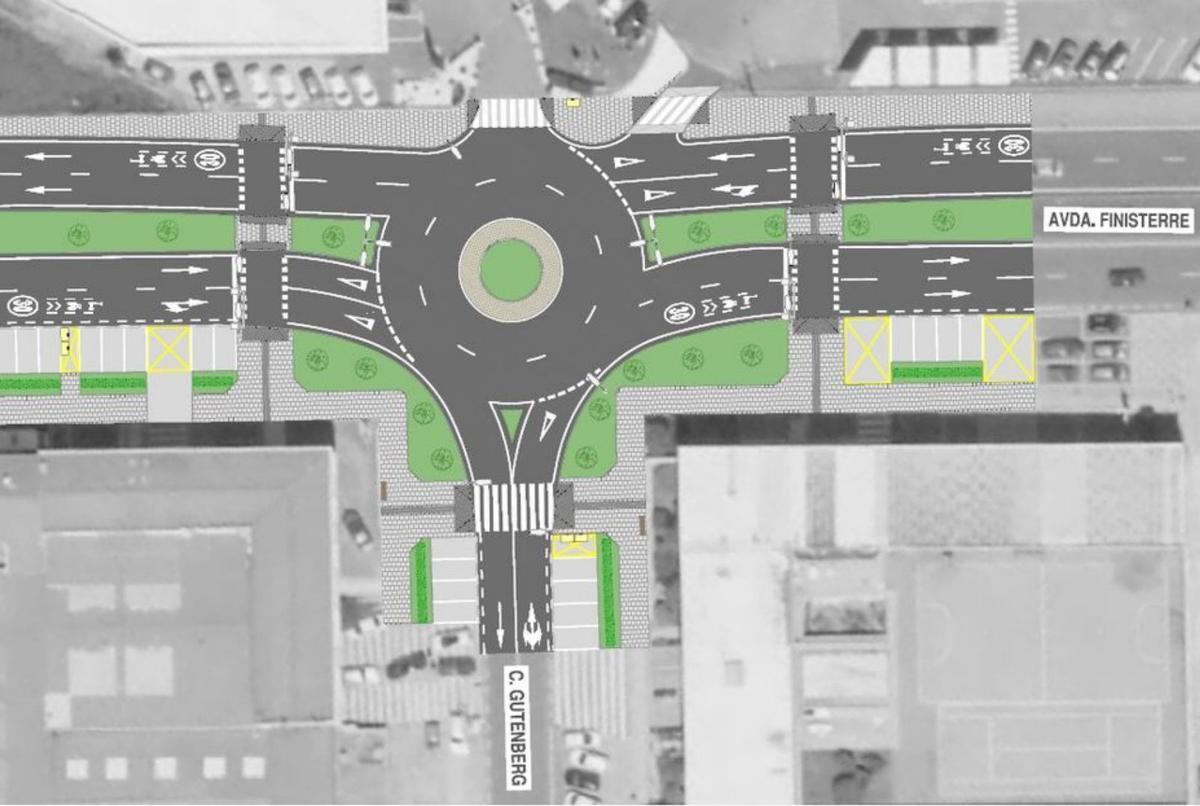 Diseño de la rotonda entre Gutenberg y la avenida de Fisterra. | // L.O.