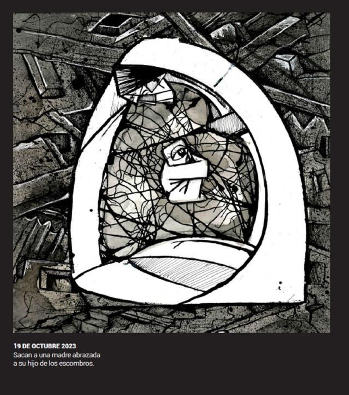 Ilustración de Mohammad Sabaaneh de '30 segundos en Gaza'. /
