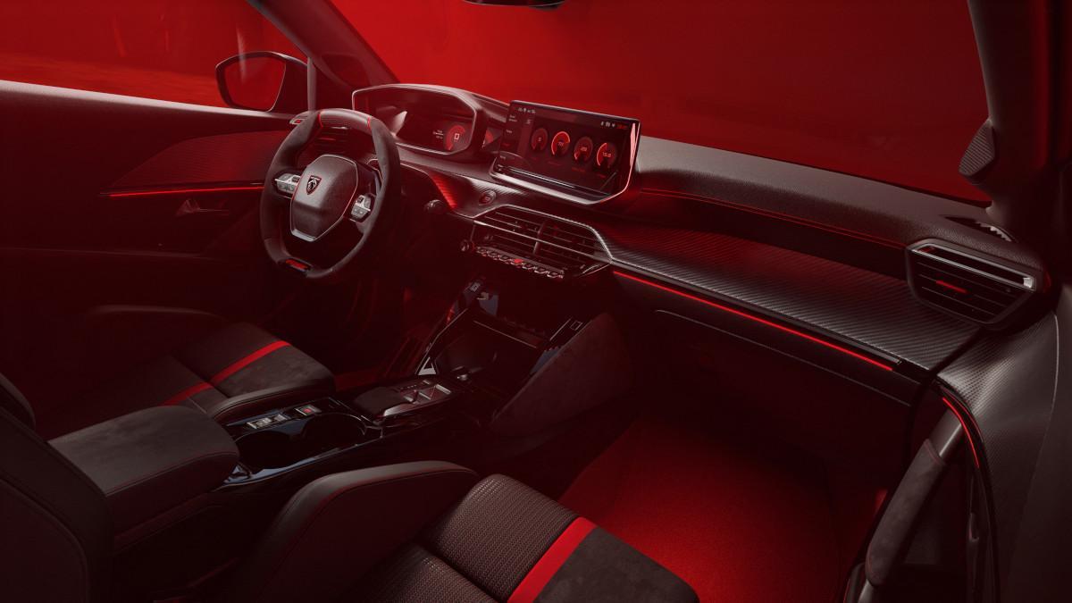 Interior del Peugeot E-208 GTi