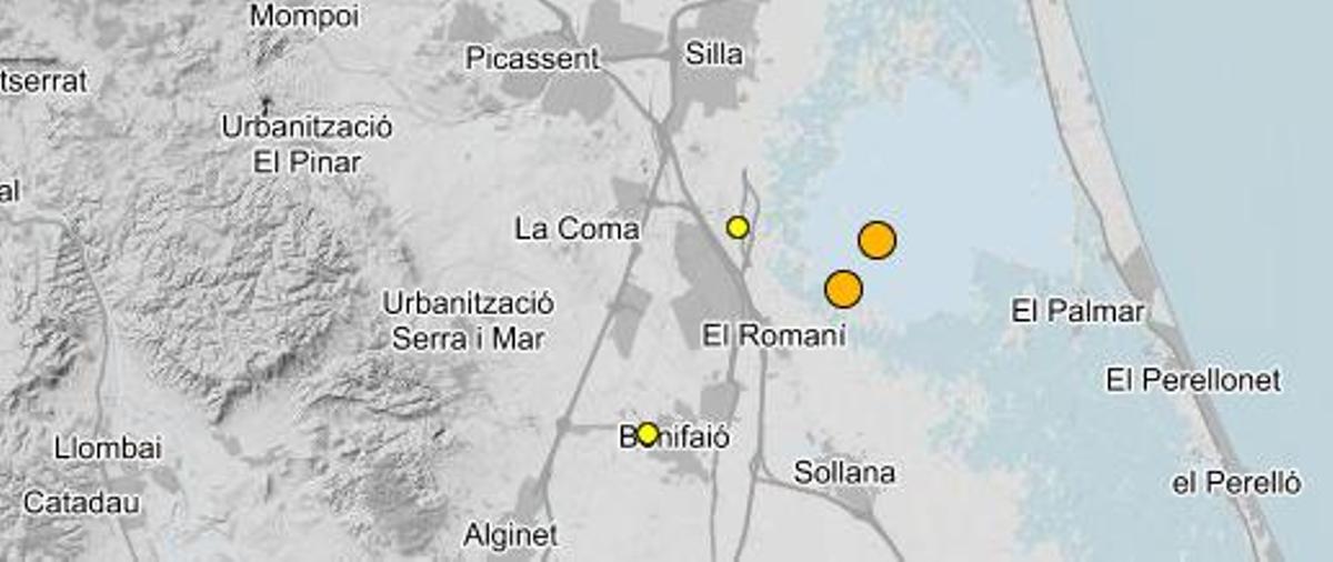 Localización de los últimos movimientos sísmicos.