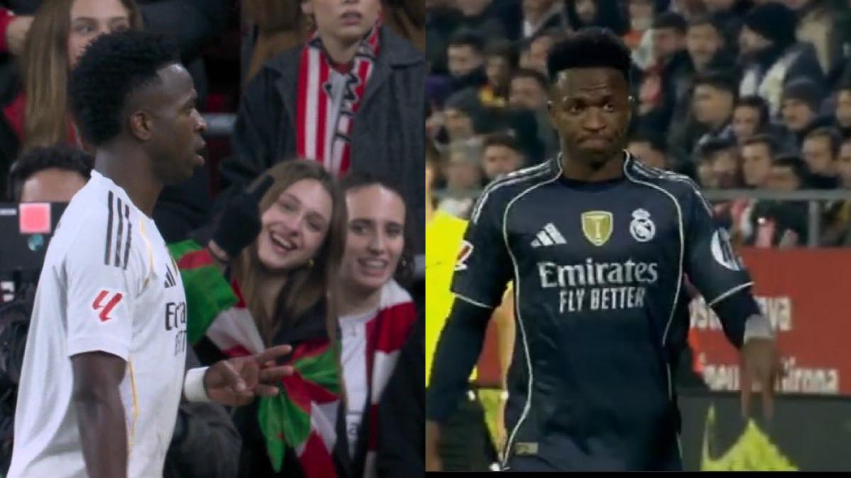 Vinicius se encaró con la grada de San Mamés y de Montilivi