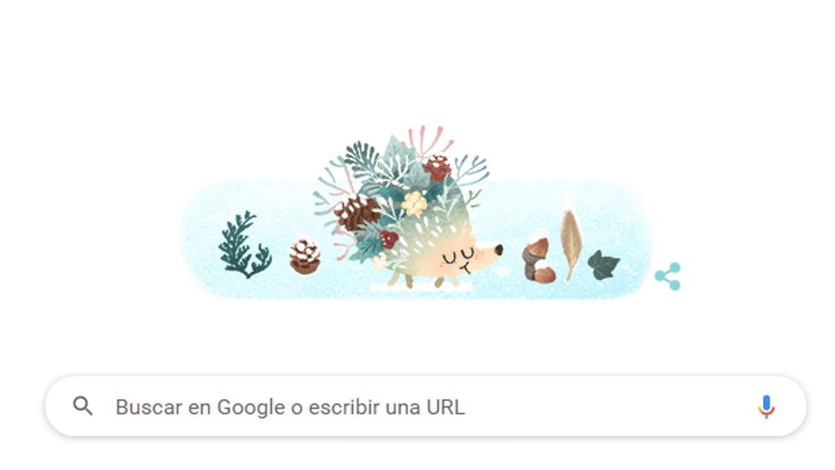 El doodle de Gogle da la bienvenida al invierno.