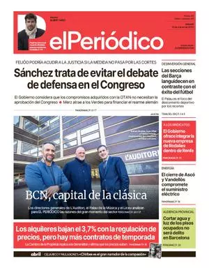 La portada de EL PERIÓDICO del 15 de marzo de 2025