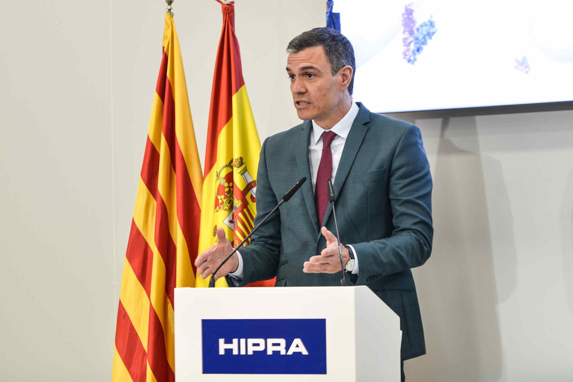 Visita de Pedro Sánchez a les instal·lacions d'Hipra a Amer