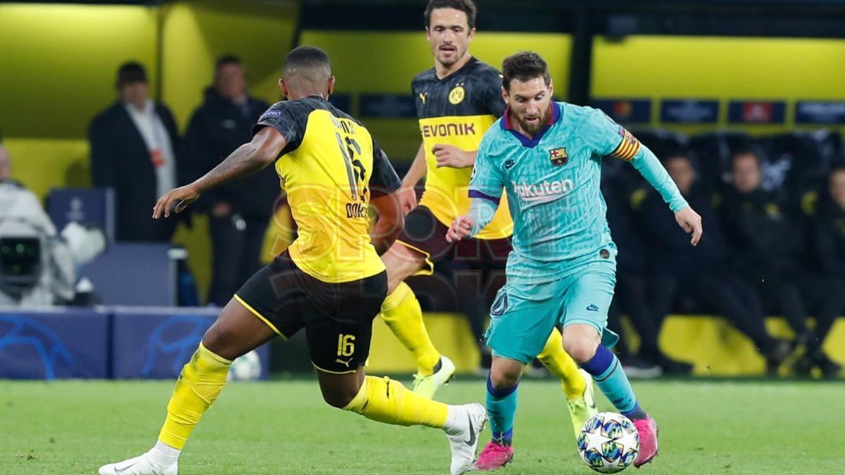 Leo Messi durante el partido entre el Borussia Dortmund y el FC Barcelona correspondiente a la jornada 1 del Grupo F de la Liga de Campeones y disputado en el Signal Iduna Park en Dortmund.