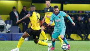 Leo Messi durante el partido entre el Borussia Dortmund y el FC Barcelona correspondiente a la jornada 1 del Grupo F de la Liga de Campeones y disputado en el Signal Iduna Park en Dortmund.