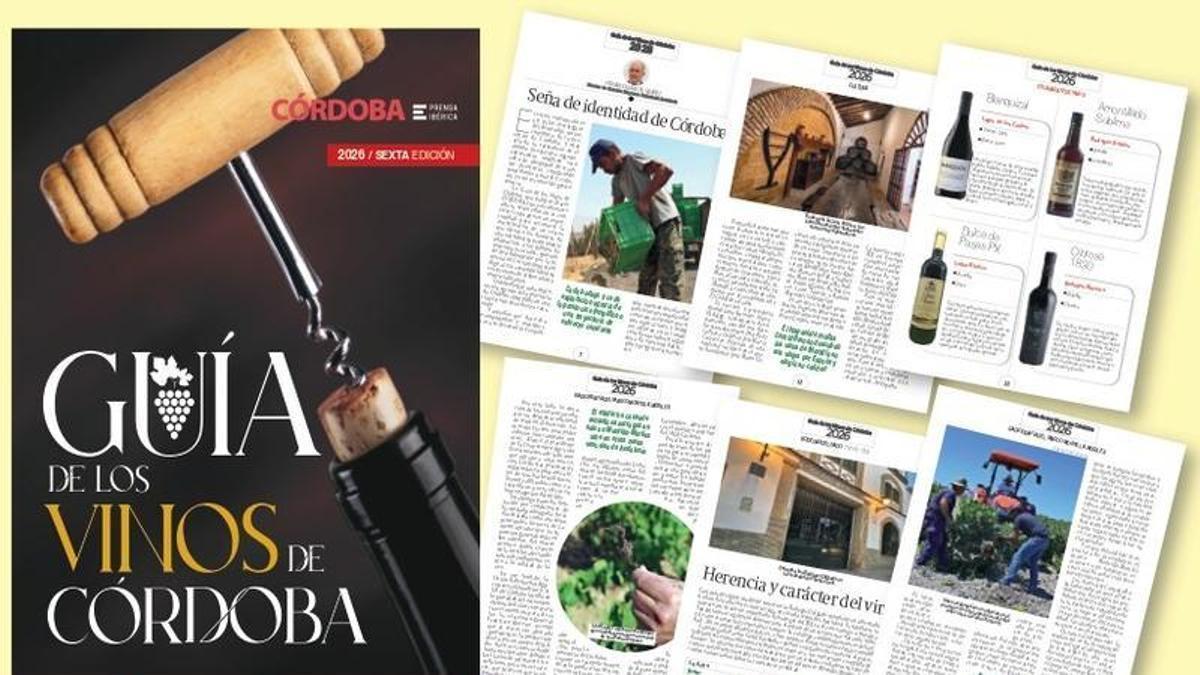 Portada y páginas interiores de la 'Guía de los Vinos de Córdoba', en su edición 2026.