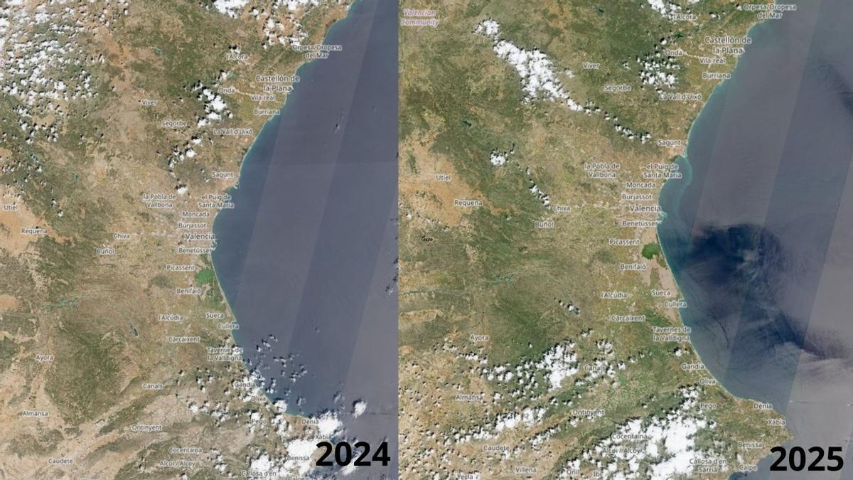 Imágenes de la Comunitat Valenciana tomadas por el satélite entre mayo de 2024 y de 2025.