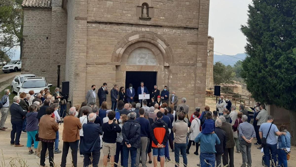 Celebració de la intervenció a l&#039;església de Santa Fe de Calonge