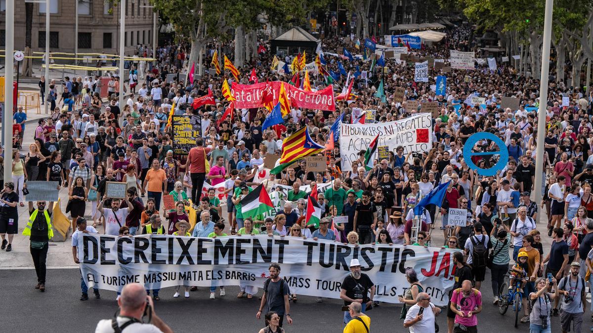 Manifestación anti turistas en Barcelona.