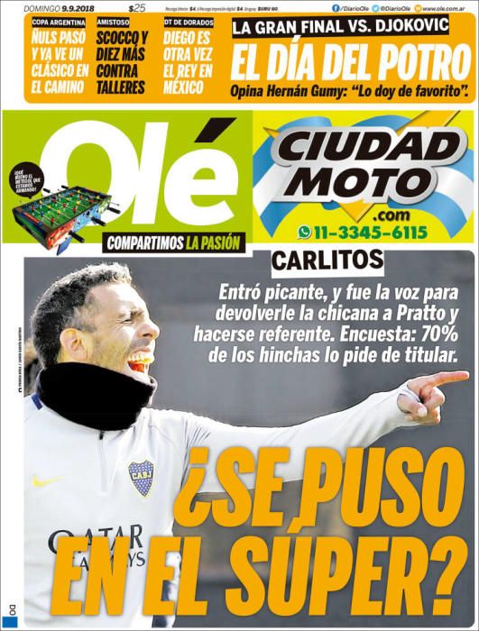 Portada OLÉ domingo 9 septiembre 2018