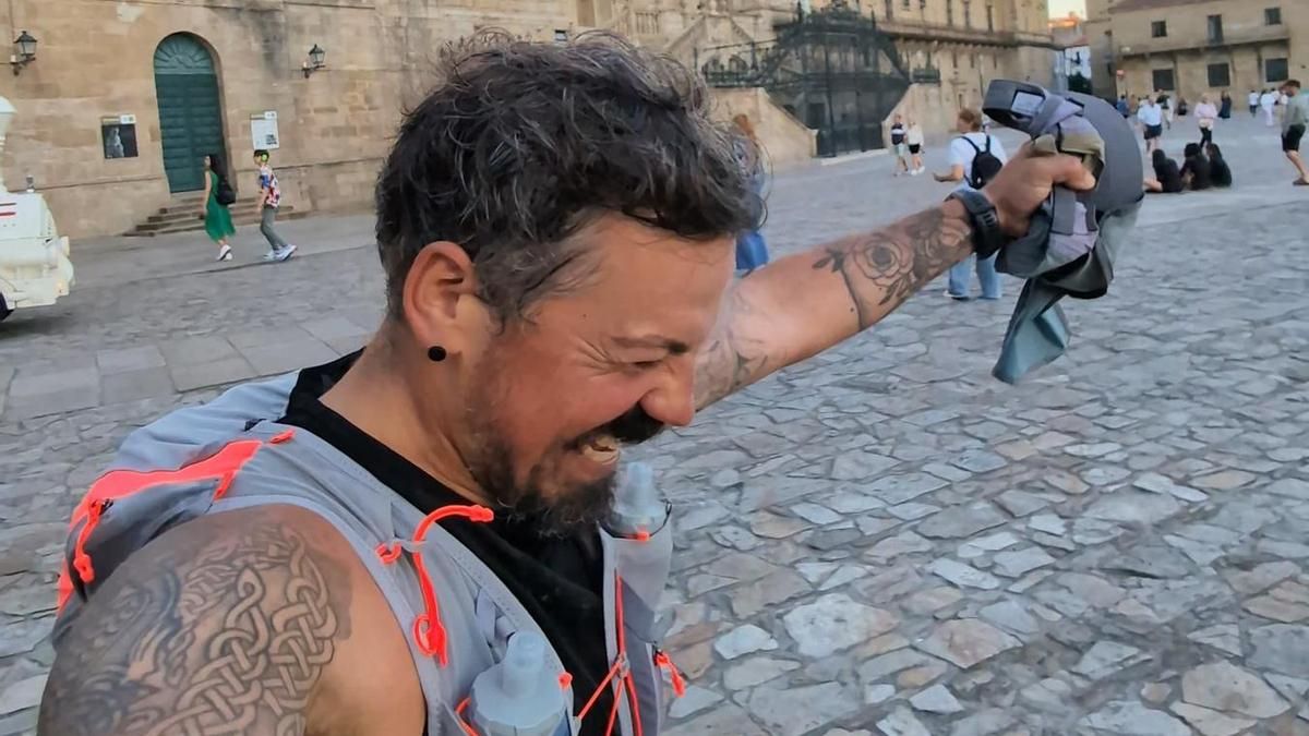 Madarnás, en su llegada al Obradoiro.