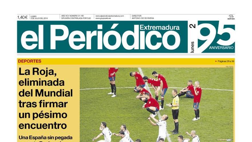 Esta es la portada de EL PERIÓDICO EXTREMADURA correspondiente al día 02 de julio del 2018