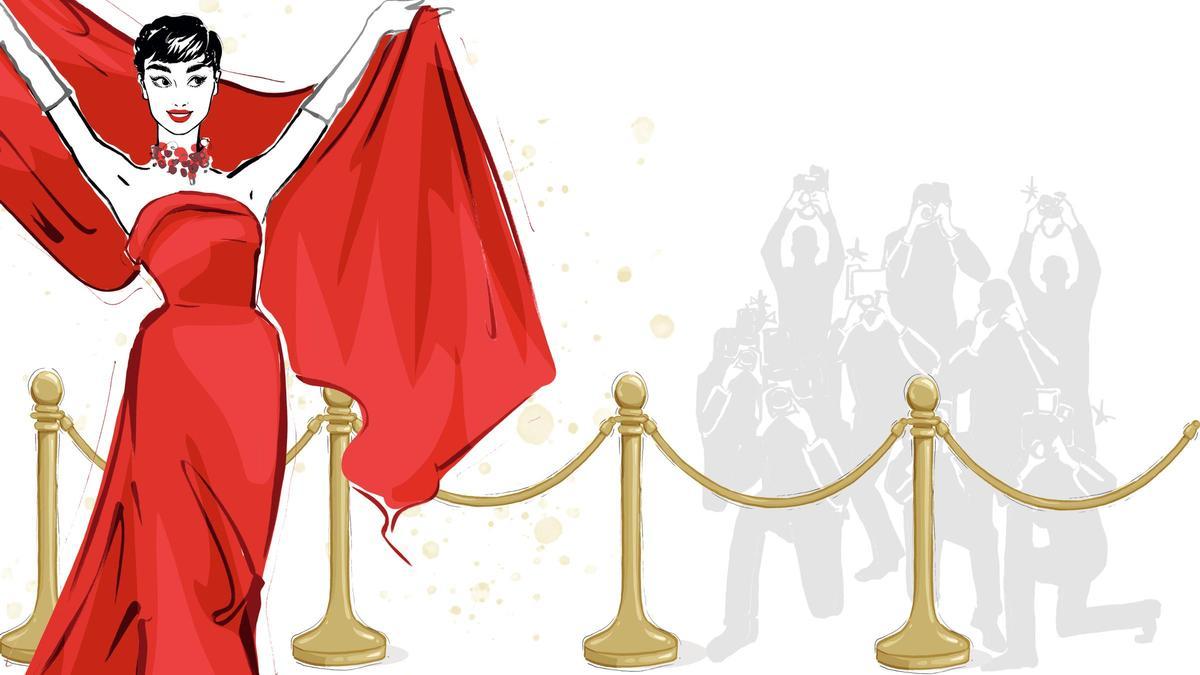 Megan Hess rememora a Audrey Hepburn en la película 'Una cara con ángel' vestida con un Givenchy rojo.